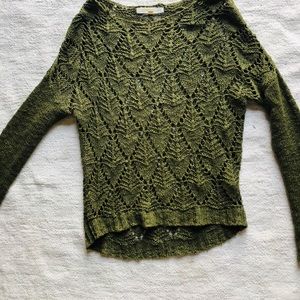 Fall dark green crocheted sweater